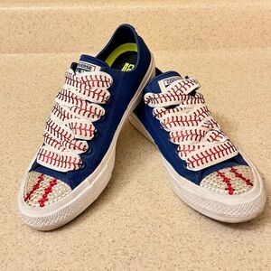 Converse Blue BLING toe cap neakers with Baseball Stitch Laces